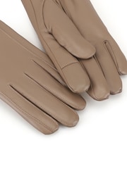 Natural - Totes Isotoner Premium Leather Gloves with Faux Fur Lining and Smartouch - Imagen 4 de 5