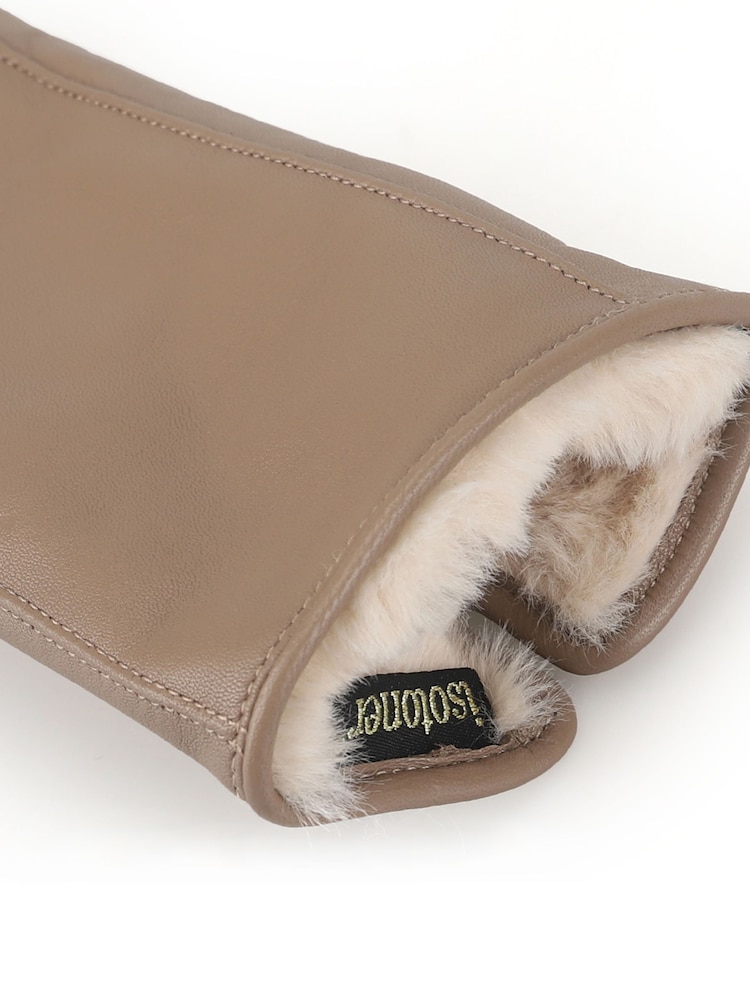 Natural - Totes Isotoner Premium Leather Gloves with Faux Fur Lining and Smartouch - Imagen 5 de 5 Natural - Totes Isotoner Premium Leather Gloves with Faux Fur Lining and Smartouch - Imagen 5 de 5