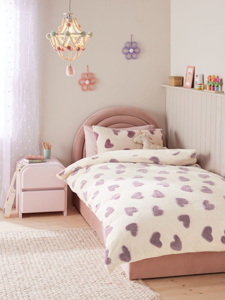 Fleece Heart Duvet Cover and Pillowcase Set - Image 1 of 6