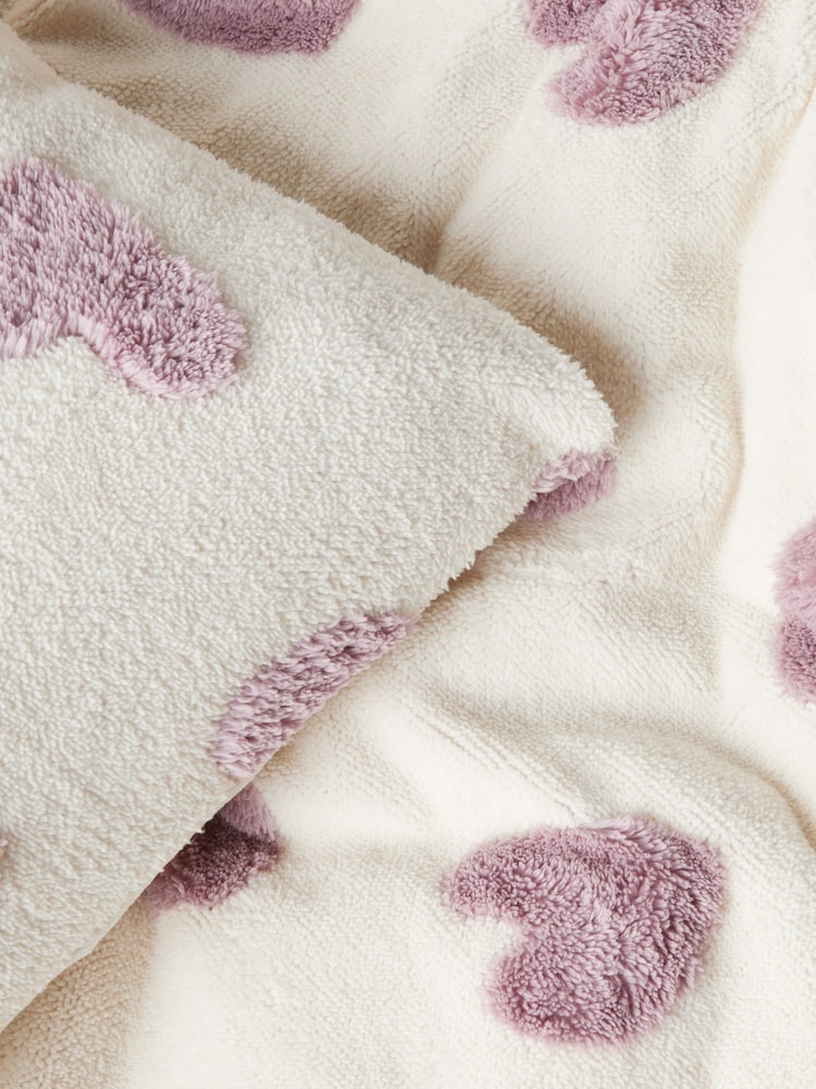 Fleece Heart Duvet Cover and Pillowcase Set - Image 5 of 6