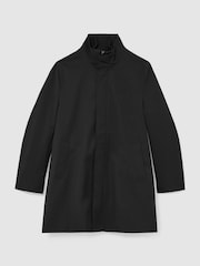 Reiss Black Flaye Hybrid Gilet-Insert Funnel-Neck Overcoat - Image 2 of 8