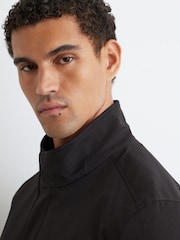 Reiss Black Flaye Hybrid Gilet-Insert Funnel-Neck Overcoat - Image 4 of 8