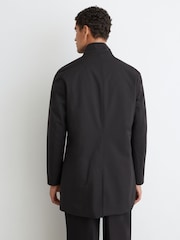 Reiss Black Flaye Hybrid Gilet-Insert Funnel-Neck Overcoat - Image 7 of 8