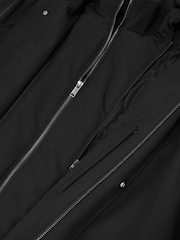 Reiss Black Flaye Hybrid Gilet-Insert Funnel-Neck Overcoat - Image 8 of 8