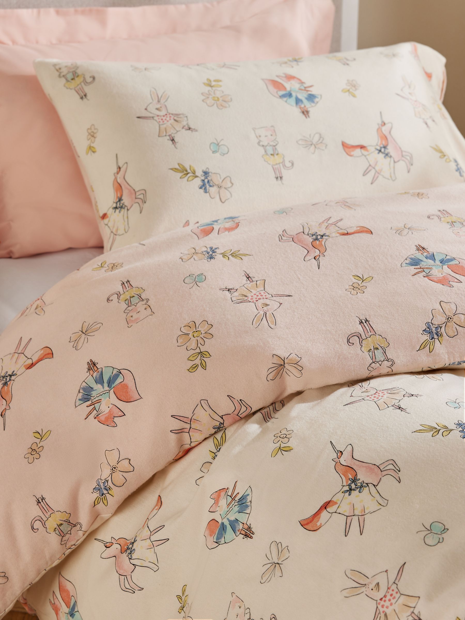 Buy Pink Pretty Woodland Supersoft Brushed Cotton 100 Cotton Duvet Cover and Pillowcase Set from Next Italy