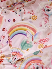 Pink Unicorn Rainbows 100% Cotton Printed Bedding Duvet Cover and Pillowcase Set - Image 3 of 6