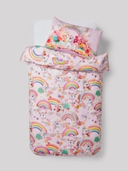 Pink Unicorn Rainbows 100% Cotton Printed Bedding Duvet Cover and Pillowcase Set - Image 4 of 6