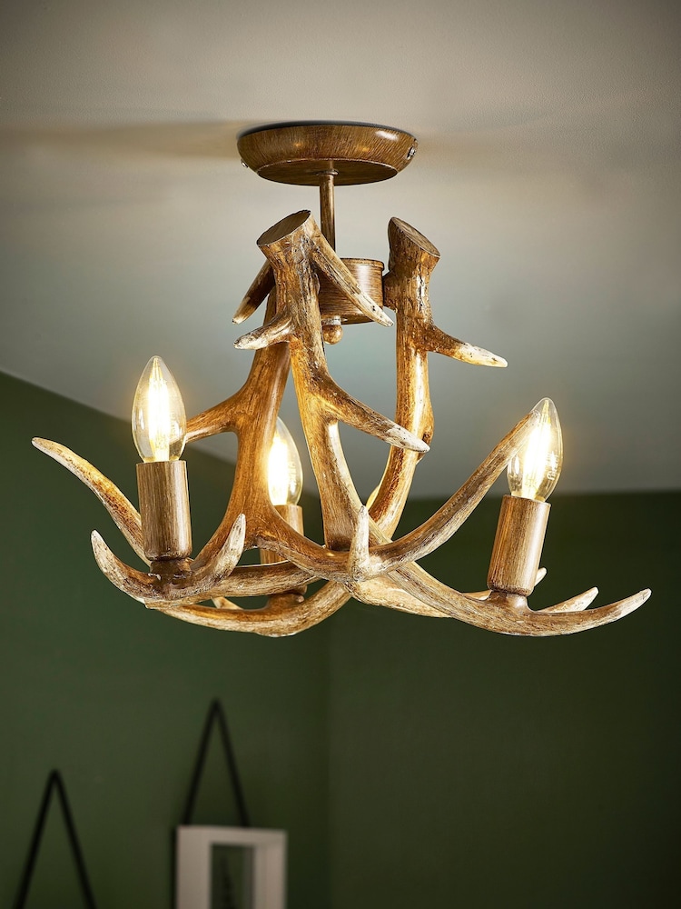 Natural Antler 3 Light Ceiling Light - Image 1 of 9