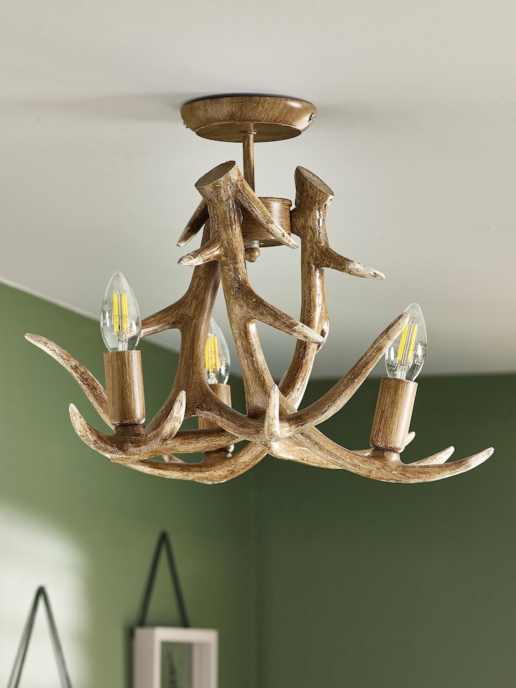 Natural Antler 3 Light Ceiling Light - Image 2 of 9