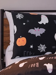 Black Glow In The Dark Halloween Duvet Cover and Pillowcase Set - Image 2 of 5