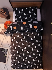 Black Glow In The Dark Halloween Duvet Cover and Pillowcase Set - Image 4 of 5