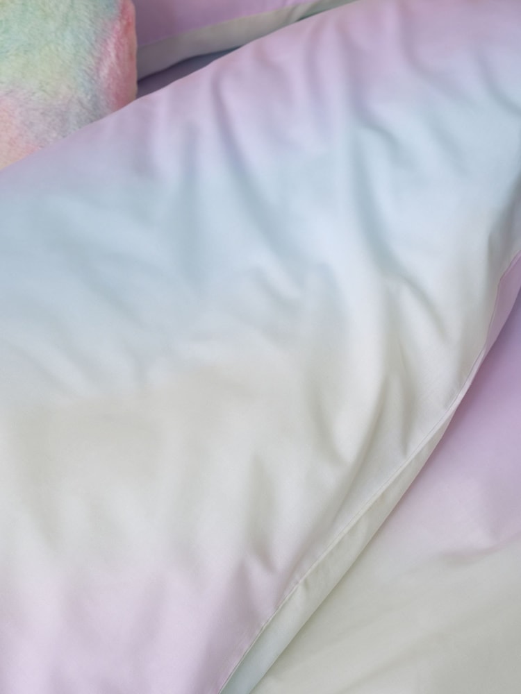 Rainbow Ombre Printed Polycotton Duvet Cover and Pillowcase Bedding Set - Image 4 of 5