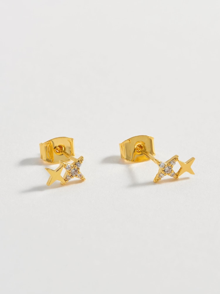 Estella Bartlett Gold Tone Duo Star Studs - Image 2 of 3