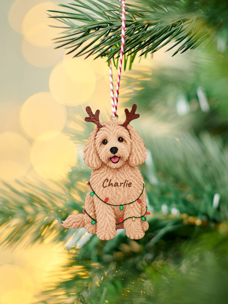 Personalised Tan Christmas Cockapoo Decoration by Oakdene - Image 1 of 1 Personalised Tan Christmas Cockapoo Decoration by Oakdene - Image 1 of 1