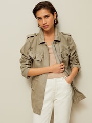 Khaki Green 100% Cotton Utility Jacket - Image 1 of 6