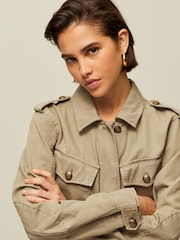 Khaki Green 100% Cotton Utility Jacket - Image 4 of 6