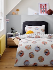 Neutral Basketball Duvet Cover and Pillowcase Set - Image 1 of 8