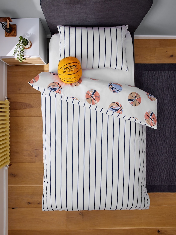 Neutral Basketball Duvet Cover and Pillowcase Set - Image 5 of 8