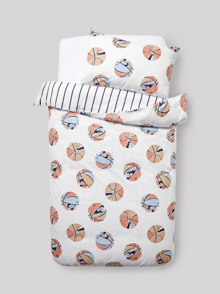 Neutral Basketball Duvet Cover and Pillowcase Set - Image 6 of 8