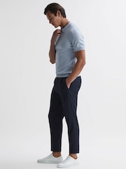 Reiss Soft Blue Fizz Knitted Half-Zip Polo T-Shirt - Image 3 of 5