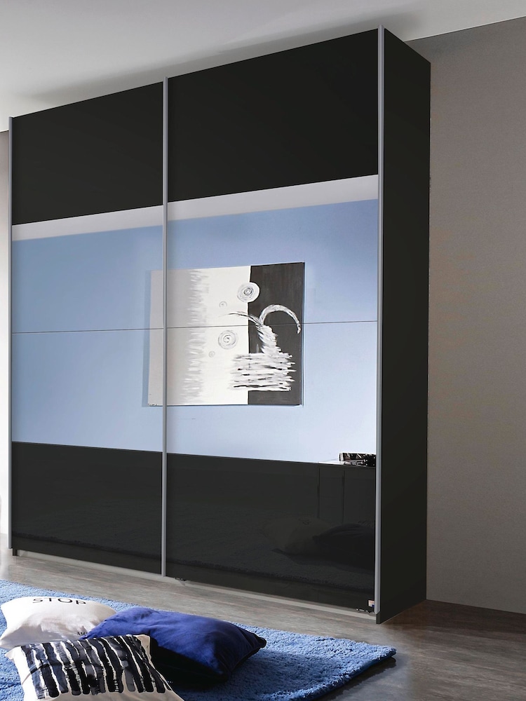 Rauch Dark Grey Courtney Glass and Centre 1.8m Sliding Mirror Semi Fitted Wardrobe - Image 1 of 2