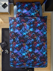 Glow In The Dark Gamer Duvet Cover and Pillowcase Set - Image 4 of 9
