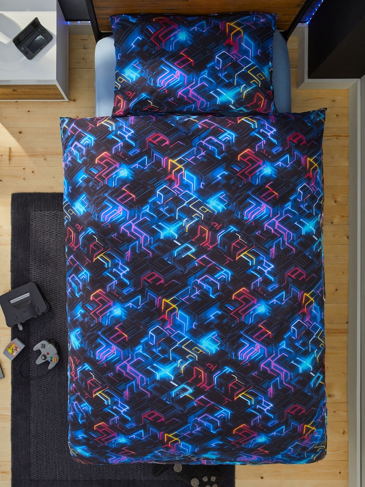 Glow In The Dark Gamer Duvet Cover and Pillowcase Set - Image 4 of 8