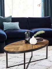Dark Bronx Chevron Oak Effect Large Coffee Table - Image 2 of 7