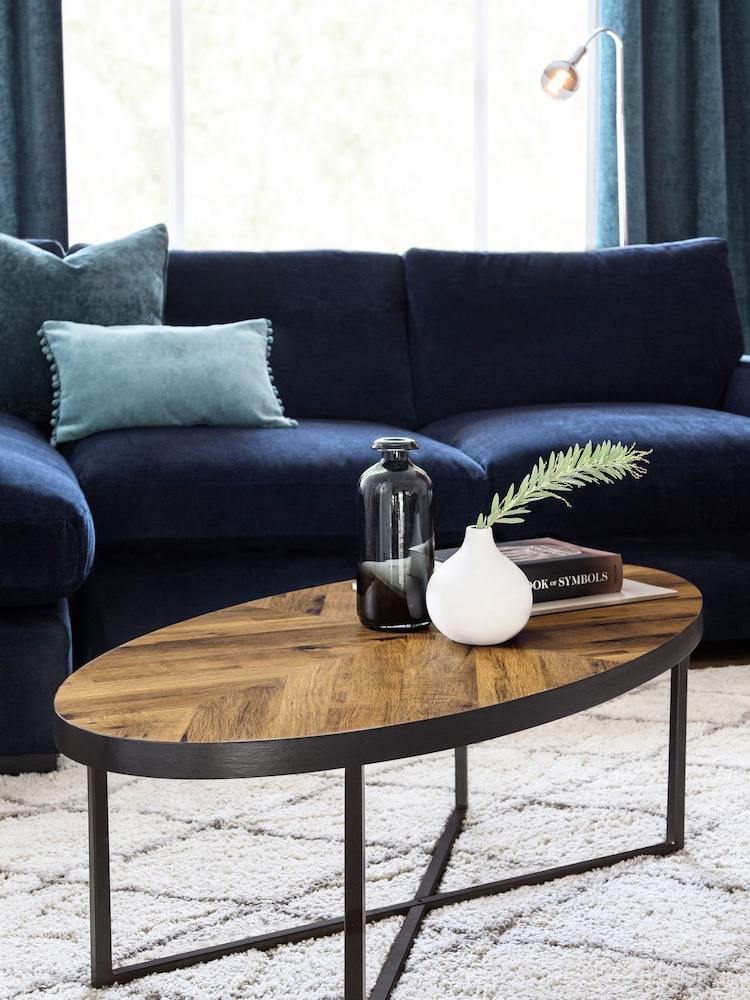 Dark Bronx Chevron Oak Effect Large Coffee Table - Image 2 of 7
