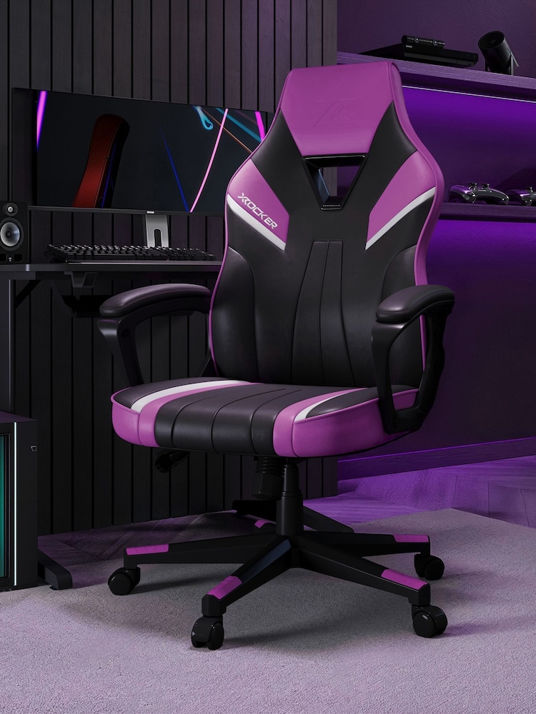 X Rocker Purple Tempest Ergonomic PC Office Gaming Chair - Image 1 of 6 X Rocker Purple Tempest Ergonomic PC Office Gaming Chair - Image 1 of 6