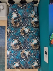 Blue Football Duvet Cover and Pillowcase Set - Image 1 of 6