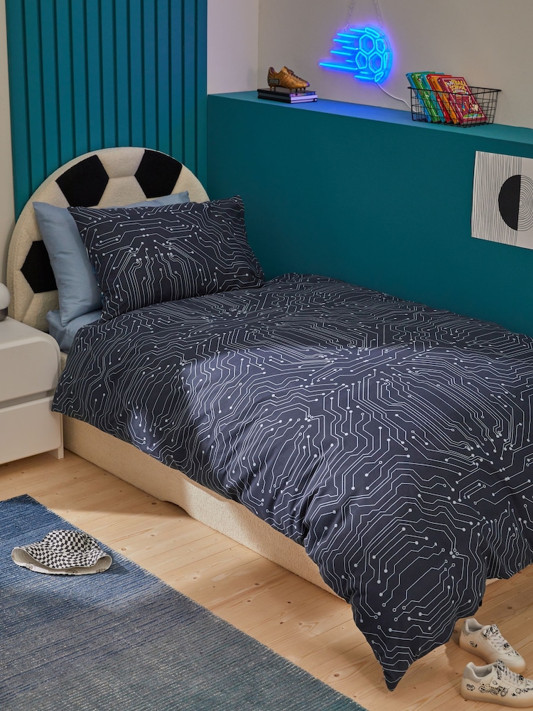 Blue Football Duvet Cover and Pillowcase Set - Image 2 of 6