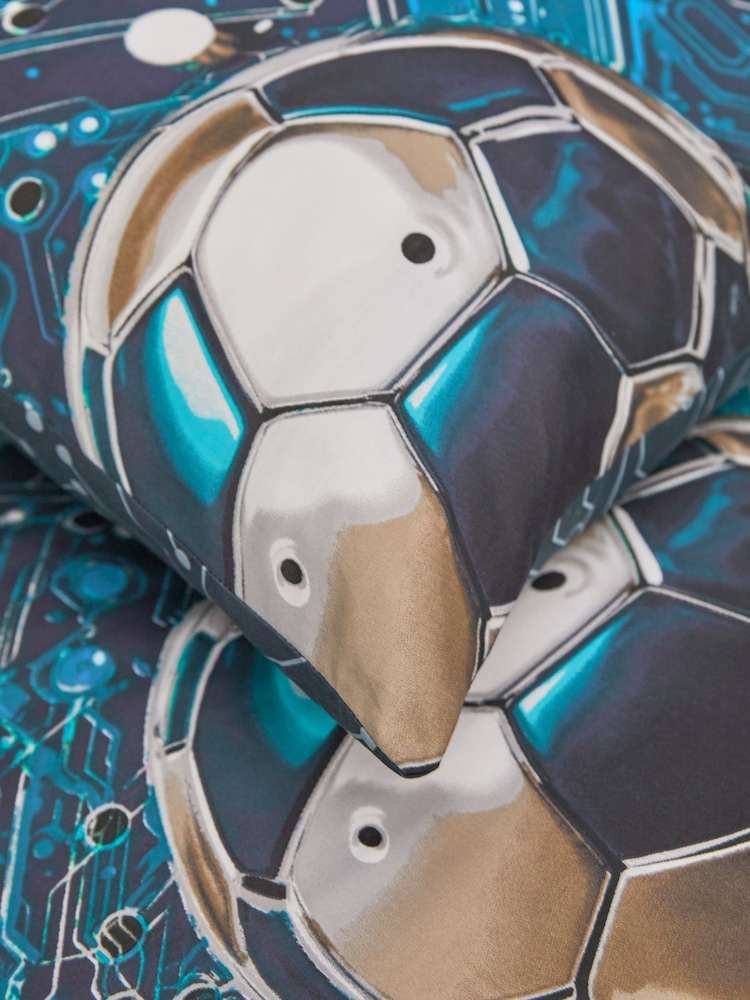 Blue Football Duvet Cover and Pillowcase Set - Image 4 of 6