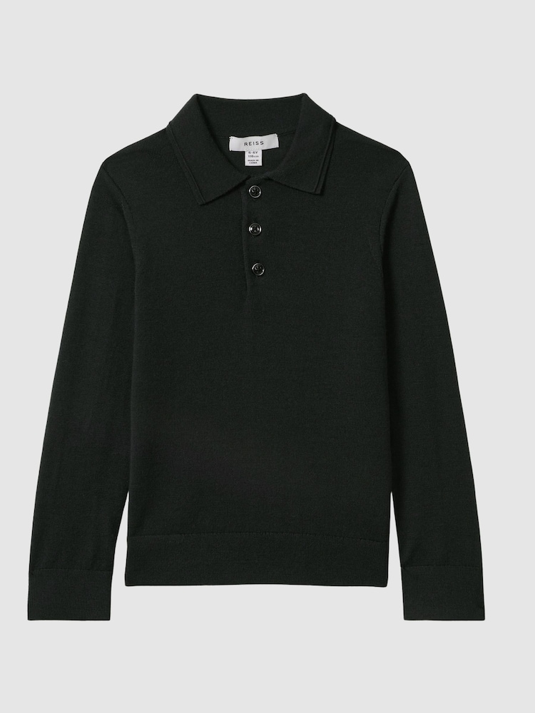 Reiss Forest Trafford Junior Merino Wool Polo Shirt - Image 2 of 6 Reiss Forest Trafford Junior Merino Wool Polo Shirt - Image 2 of 6