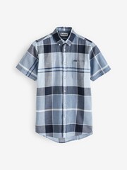 Barbour® Blue Doughill Check Cotton Blend With Linen Short Sleeve Shirt - Image 5 of 7