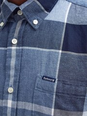 Barbour® Blue Doughill Check Cotton Blend With Linen Short Sleeve Shirt - Image 7 of 7