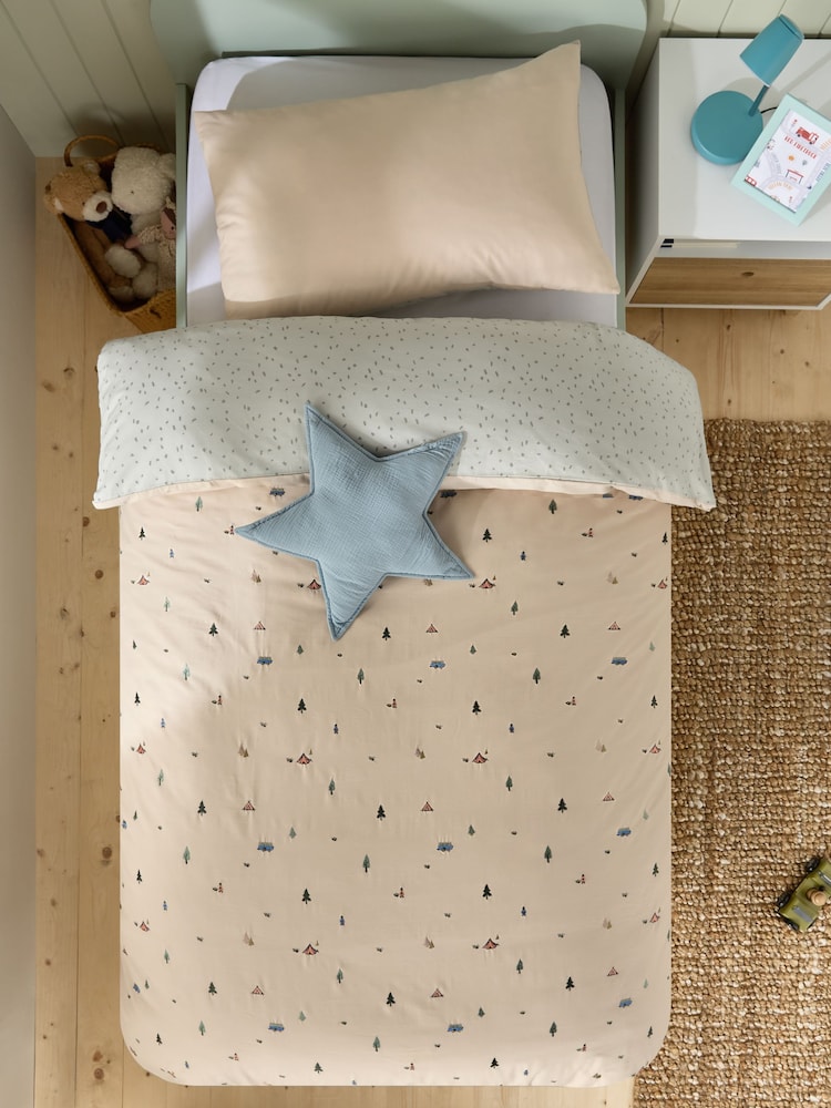 Embroidered Camping 100% Cotton Printed Bedding Duvet Cover and Pillowcase Set - Image 3 of 8