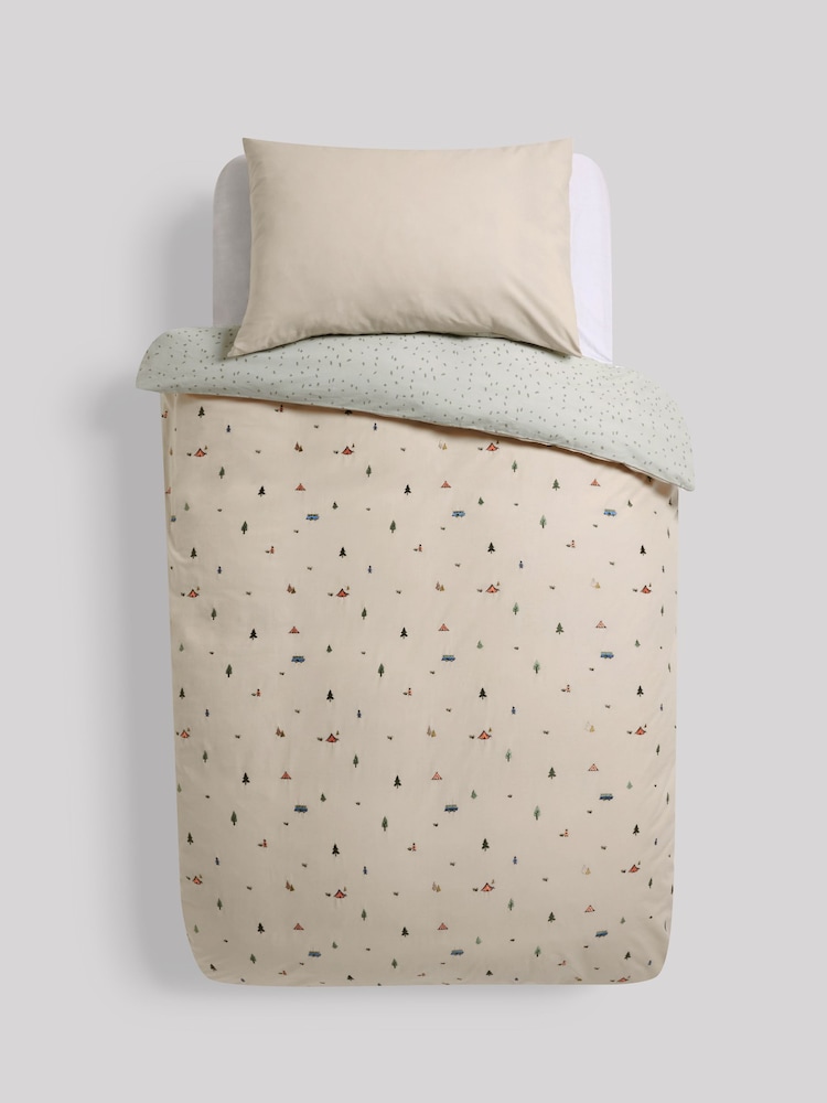 Embroidered Camping 100% Cotton Printed Bedding Duvet Cover and Pillowcase Set - Image 7 of 8