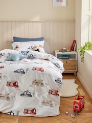 White Emergency Service Vehichles Supersoft Brushed 100% Cotton Duvet Cover and Pillowcase Set - Image 1 of 4