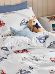 White Emergency Service Vehichles Supersoft Brushed 100% Cotton Duvet Cover and Pillowcase Set - Image 2 of 4