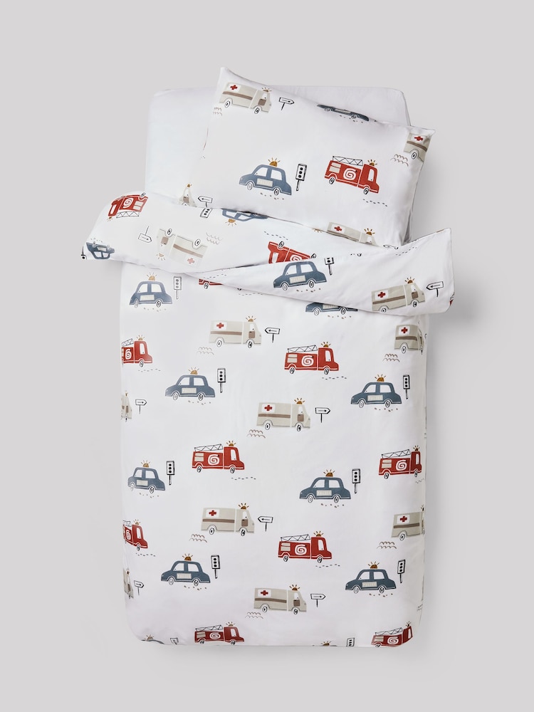 White Emergency Service Vehichles Supersoft Brushed 100% Cotton Duvet Cover and Pillowcase Set - Image 4 of 4
