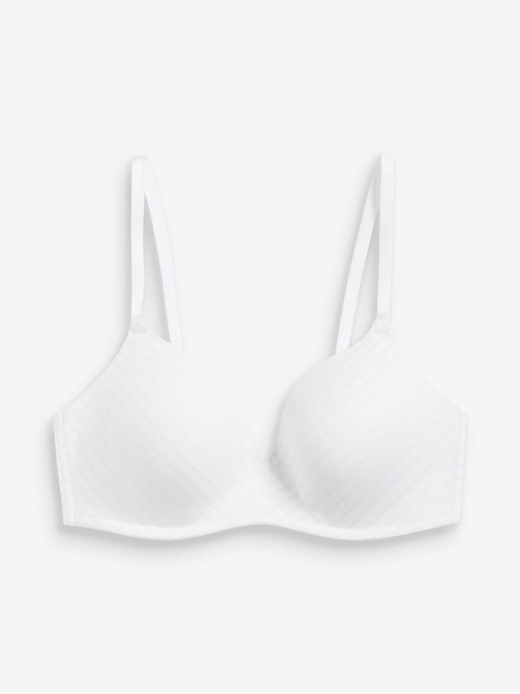 Black/White Pad Non Wire Stripe Smoothing T-Shirt Bras 2 Pack - Image 4 of 4