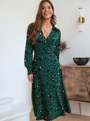 أخضر - فستان جيرسيه Lucinda بكم طويل بتفاصيل دانتيل من Pour Moi - صورة 1 من 5