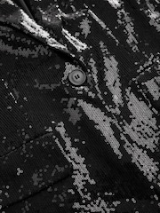 Black Sequin Relaxed Blazer - Image 5 of 7