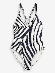 Strappy Back Plunge Tummy Shaping Control Swimsuit - Image 10 of 10