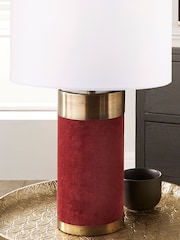 Pacific Red Red Velvet & Antique Brass Table Lamp - Image 1 of 4