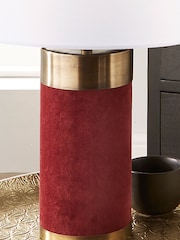 Pacific Red Red Velvet & Antique Brass Table Lamp - Image 2 of 4