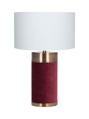 Pacific Red Red Velvet & Antique Brass Table Lamp - Image 3 of 4