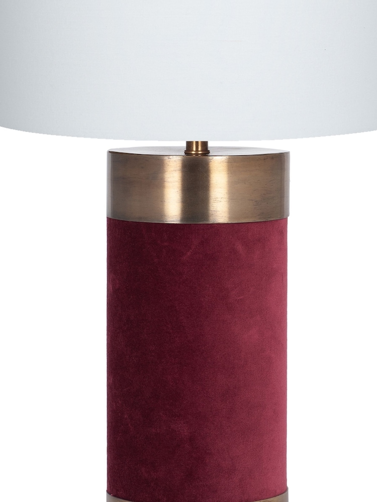 Pacific Red Red Velvet & Antique Brass Table Lamp - Image 4 of 4