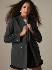 Grey Pinstripe Double Breasted Blazer - Image 2 of 7